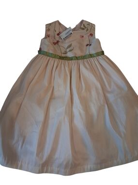 Us Angels Pink Floral Party Dress with Green Sash